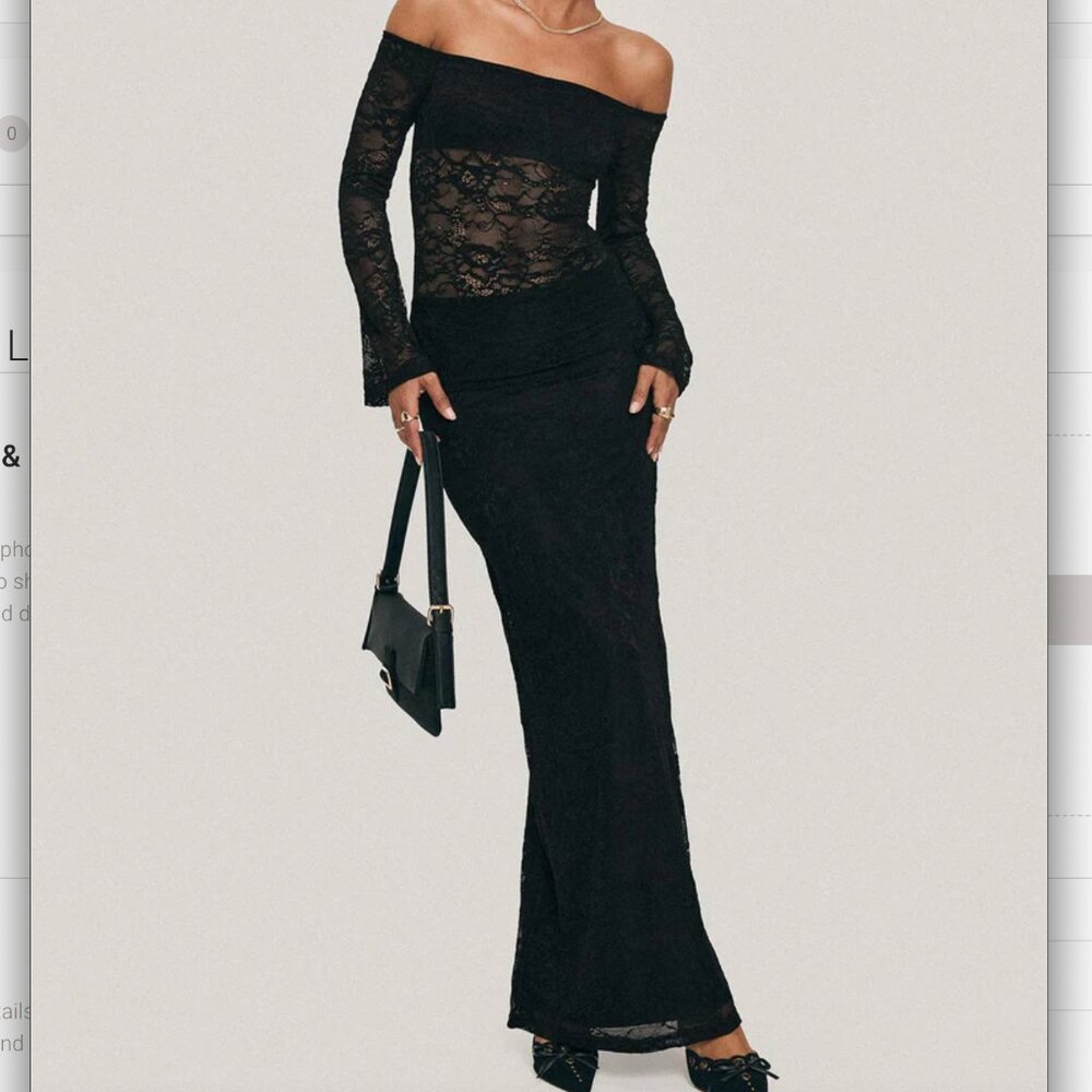 Pinot grigio long sleeve lace maxi dress black